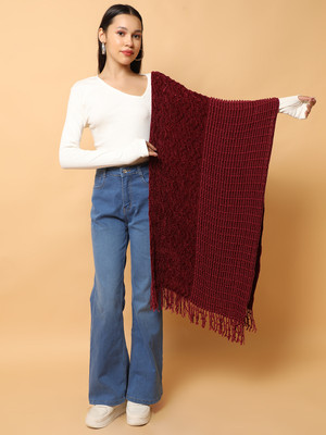 SCHp Wool Self Design Women Shawl(Maroon)