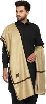 CHOUDHARYRETAILS Wool Embroidered Men Shawl(Beige)
