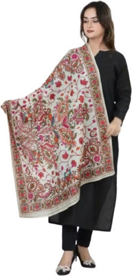 Bharti Wool Embroidered Women Shawl(Multicolor)