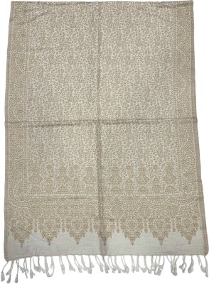 Kti Viscose, Acrylic Printed Women Shawl(White)