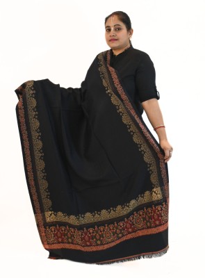 Vrinde Wool Self Design Women Shawl(Black)