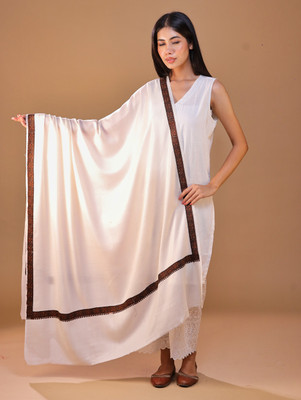 swi stylish Wool Solid Women Shawl(White)