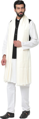 HOC Wool Solid Men Shawl(White)