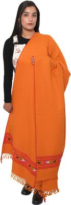 SonChiraiya Wool Self Design Women Shawl(Orange)