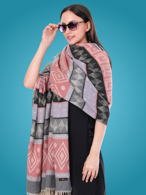 Pick Ur Needs Wool Self Design Women Shawl(Pink)
