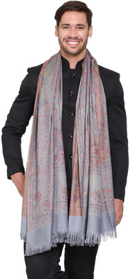 Royal-E-Kashmir Wool Printed Men Shawl(Grey)