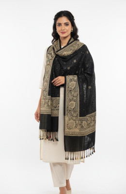 Fashionpoint Wool Solid Women Shawl(Black)