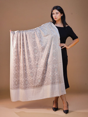 swi stylish Wool Printed Women Shawl(White)