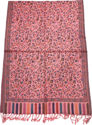 Kti Viscose, Acrylic Printed Women Shawl(Pink)