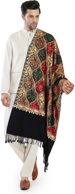 Life and style Wool Embroidered Men Shawl(Black)