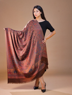 swi stylish Wool Printed Women Shawl(Brown)