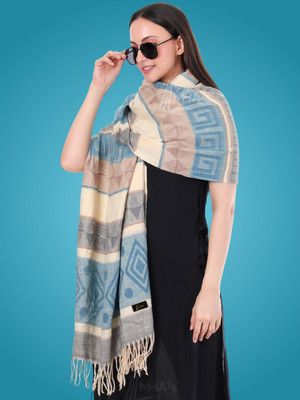 MHAX Pashmina Self Design Women Shawl(Light Blue)