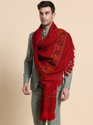 GREEN AGRITECH Polyester Wool Blend Woven Men Shawl(Maroon)