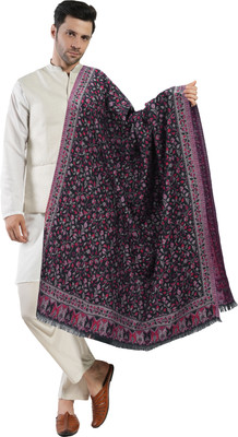 Life and style Wool Embroidered Men Shawl(Black)