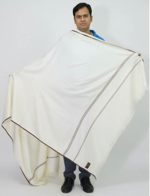 KAVIM Pashmina Self Design Men Shawl(White)