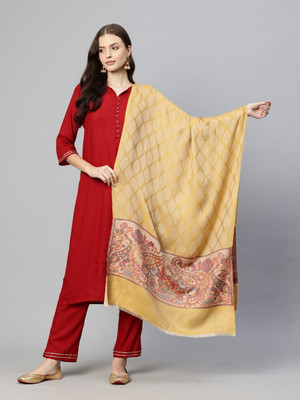swi stylish Wool Printed Women Shawl(Beige)