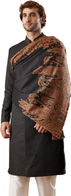Pashmoda Wool Woven Men Shawl(Black)