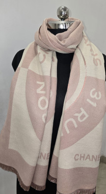 ADHIRA FASHION STUDIO Wool Solid Women Shawl(Pink, White)