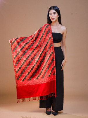 swi stylish Wool Paisley Women Shawl(Maroon)