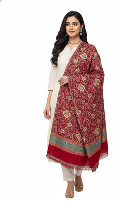 Kti Viscose, Acrylic Printed Women Shawl(Maroon)
