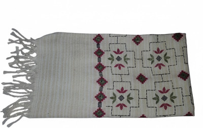 gupta shilpa Wool Floral Print Women Shawl(White)