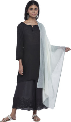 Rangmanch by Pantaloons Acrylic Self Design Women Shawl(Black)