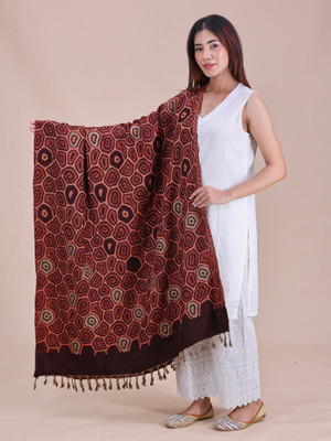 swi stylish Wool Woven Women Shawl(Brown)