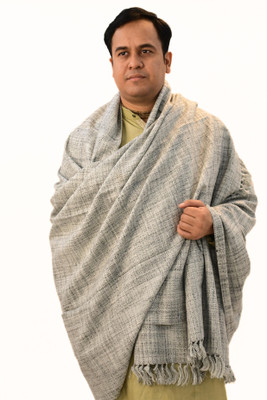 KAVIM Wool Self Design Men Shawl(Grey)