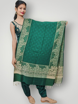 Trandone Wool Embroidered Women Shawl(Green)