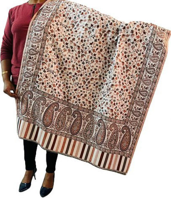CHOUDHARYRETAILS Acrylic, Wool Floral Print Women, Men Shawl(White)