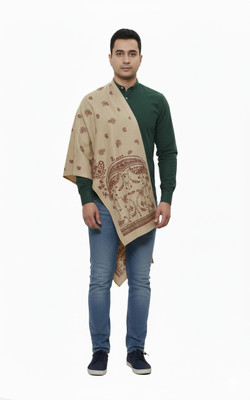 KAVIM Wool Printed Men Shawl(Beige)