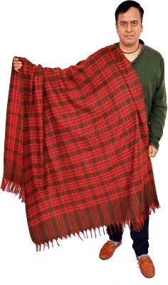 Vrinde Wool Checkered Men Shawl(Red)