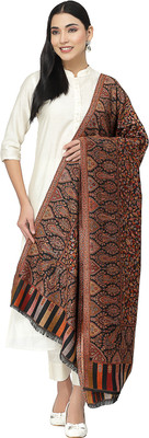 Anekaant Polyester Self Design Women Shawl(Black)