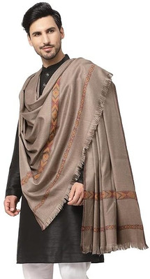 Braid N Cord Wool Applique Men Shawl(Grey)