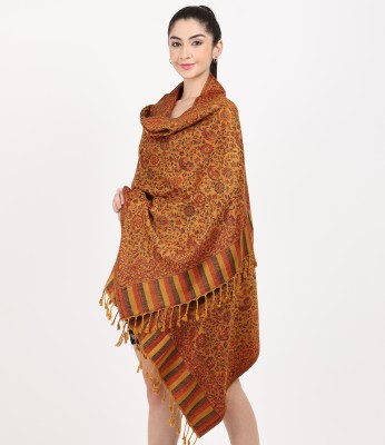 Cashmere Craft Viscose Floral Print Women Shawl(Orange)