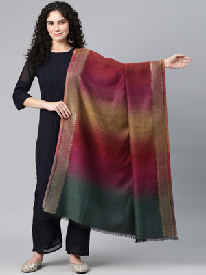 swi stylish Wool Woven Women Shawl(Multicolor)