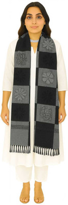 Qudson Wool Self Design Women Shawl(Grey)