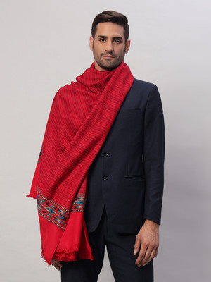 Ravaiyaa - Attitude Is Everything Wool Striped Men Shawl(Red)