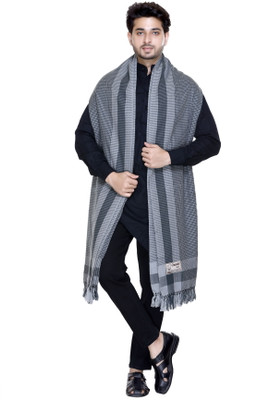 MANBHAV Acrylic Checkered Men Shawl(Grey)