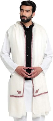 Life and style Wool Embroidered Men Shawl(White)