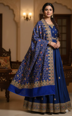 Sia and fab Wool Woven Women Shawl(Blue)