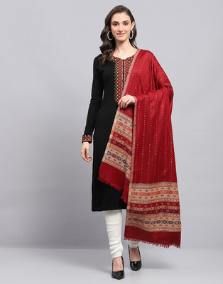 MONTE CARLO Acrylic Self Design Women Shawl(Maroon)