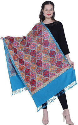 CHOUDHARYRETAILS Wool Embroidered Women Shawl(Blue)