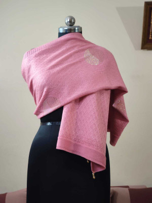 VASANTSHAWLS Acrylic Solid Women Shawl(Pink)