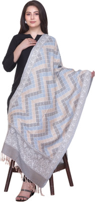 MANBHAV Acrylic Printed Women Shawl(Grey)