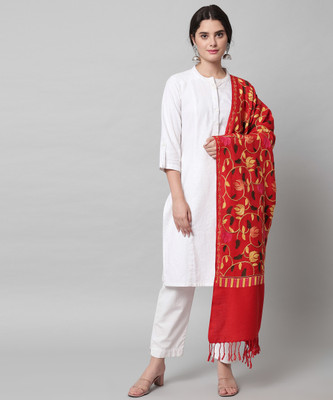 NYSINE Wool Self Design Women Shawl(Multicolor)