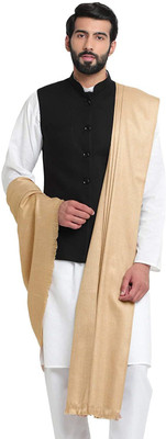 Braid N Cord Polyester Wool Blend Solid Men Shawl(Beige)