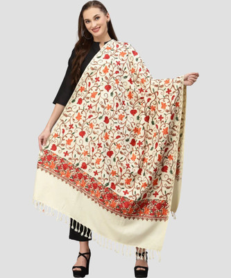 CHOUDHARYRETAILS Wool Self Design Women Shawl(White)
