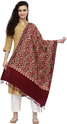 Anekaant Wool Embroidered Women Shawl(Multicolor)