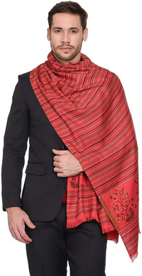 Braid N Cord Polyester Wool Blend Striped Men Shawl(Pink)